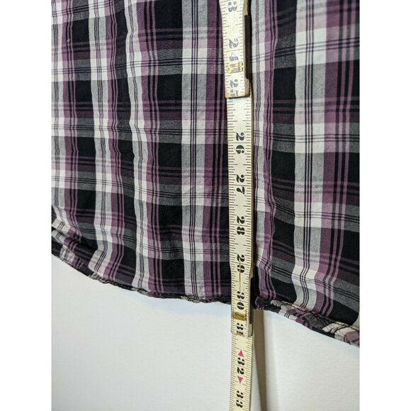 Helix Black Purple Plaid Long Adjustable Sleeve Button Down Shirt Men's Size XL - Picture 5 of 7